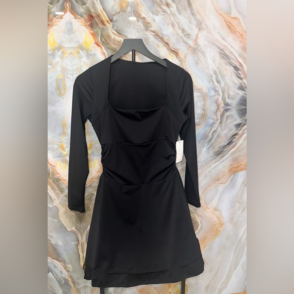 Black Long Sleeve Short Dress